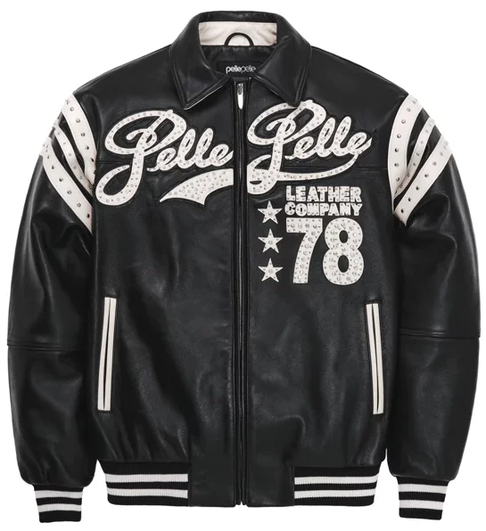 PELLE MEN ENCRUSTED VARSITY PLUSH JKT
