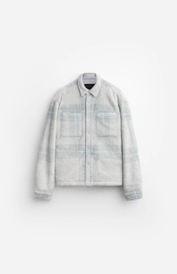 STAMPD PLAID CROPPED SHERPA L/S BUTTONDOWN
