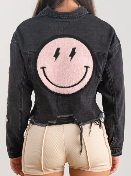 TRIO URBAN WOMEN SMILEY FACE DENIM JKT