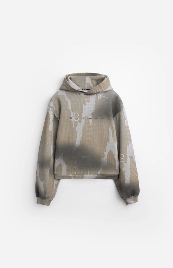 STAMPD MEN IKAT CAMO CROPPED HOODIE