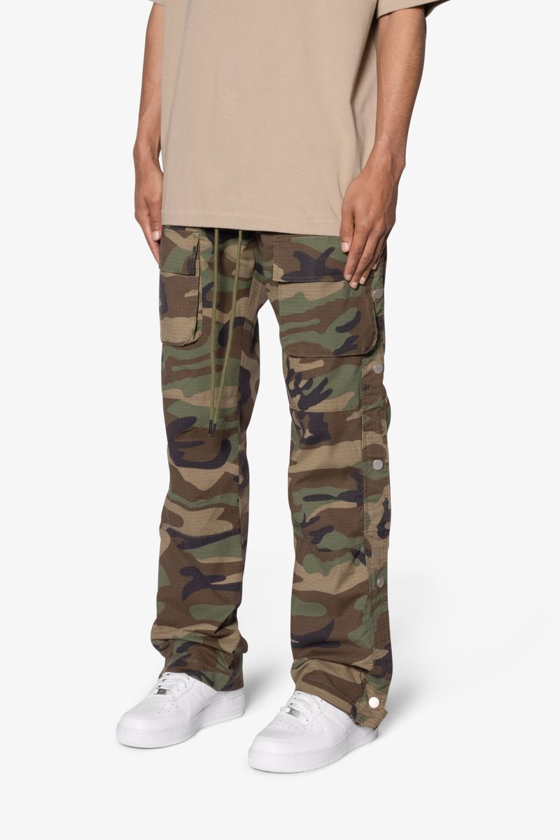 【Anyone more】Naun Camo Back Pocket Snap Military Wide PT Nibgnus heart cargo pants camo – APOC STORE