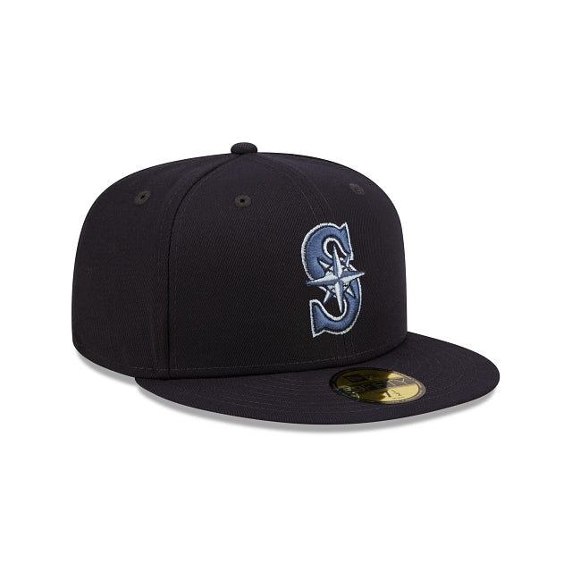 帽子 THE CAP 5950 SEAMAR BLACK New Era Mens Black on Black Seattle Mariners Hat 10047328